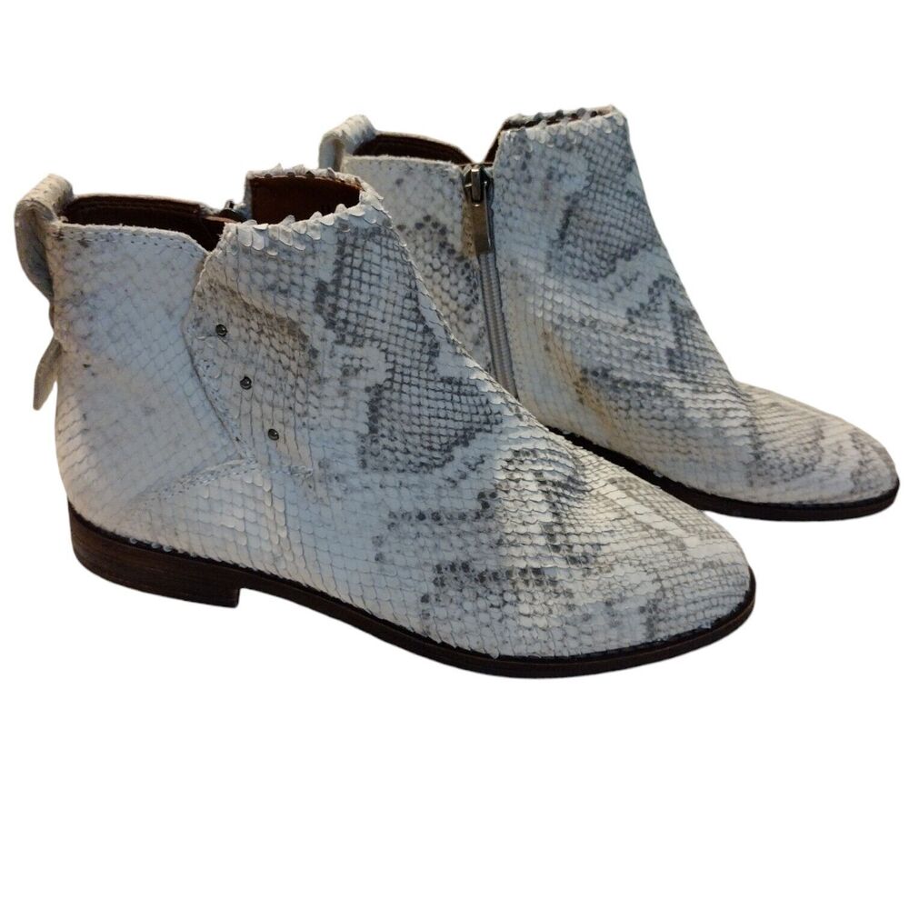 FRANCO SARTO White Crocodile Block Heel Leather Bootie Shoes Womens 6W